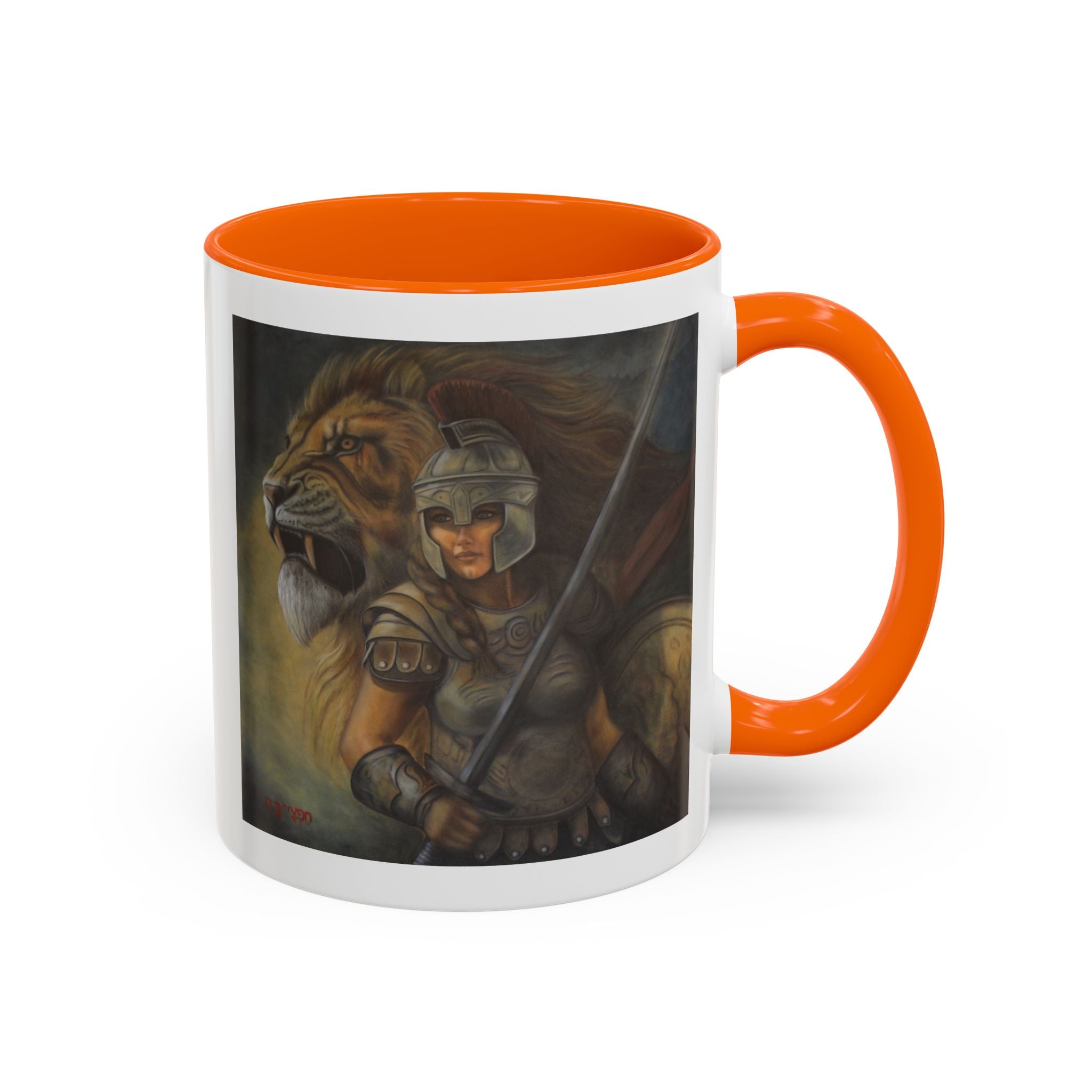 Lion Warrior Accent Coffee Mug — Fantasy Art Ceramic Mug (11/15oz)