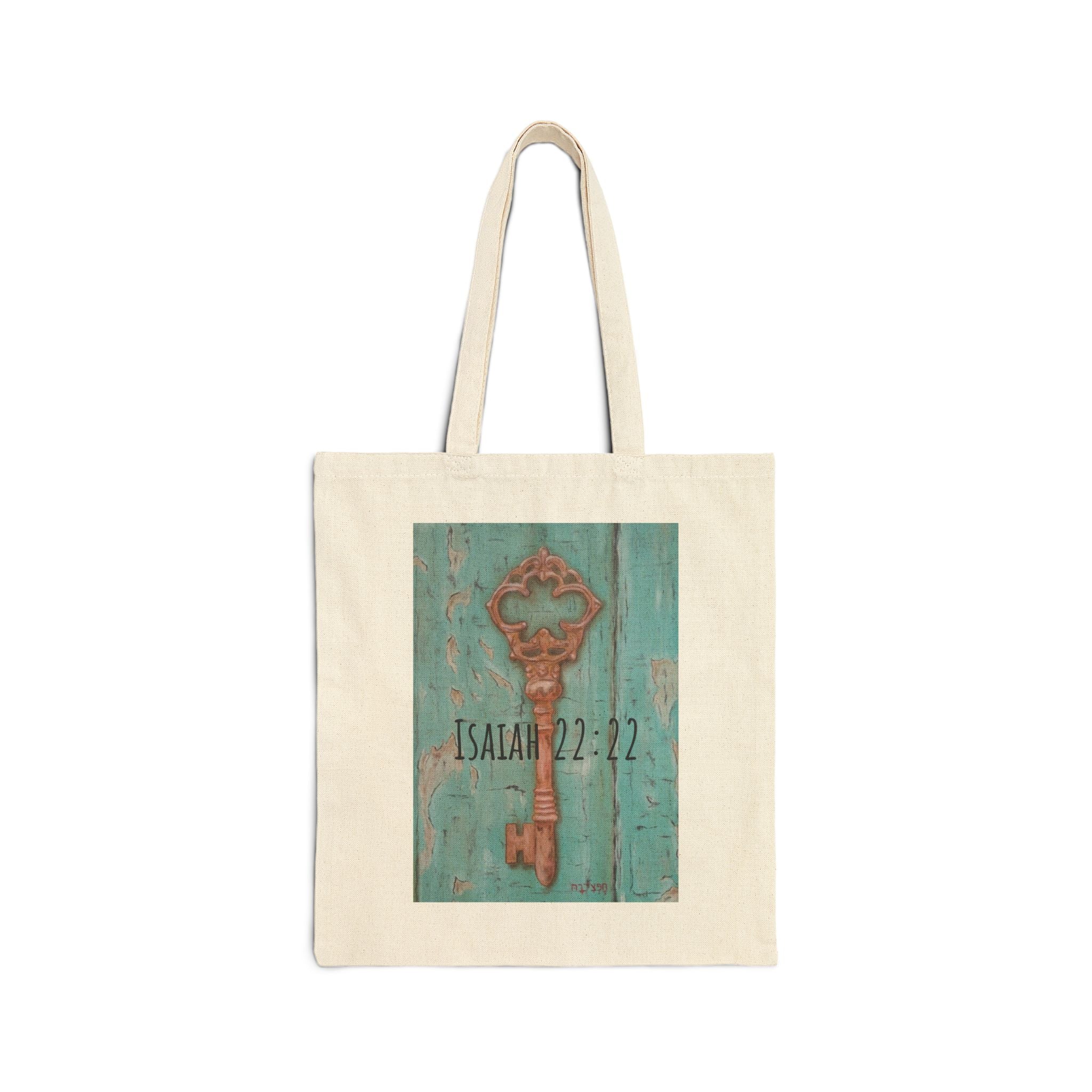 Canvas Tote — Isaiah 22:22 Key of David Inspirational Bible Verse Bag