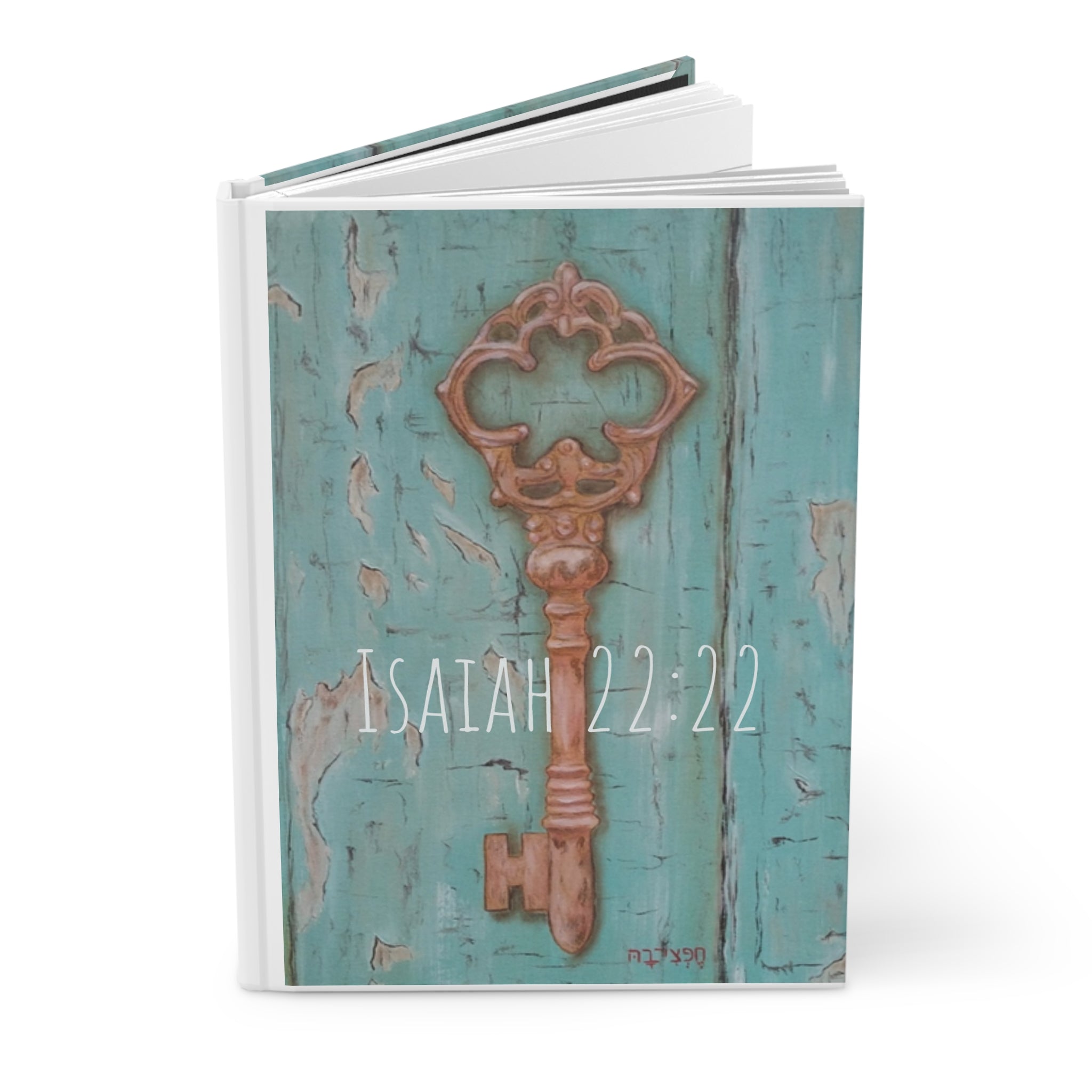 Isaiah 22:22 Key Hardcover Journal — Rustic Turquoise Faith Notebook