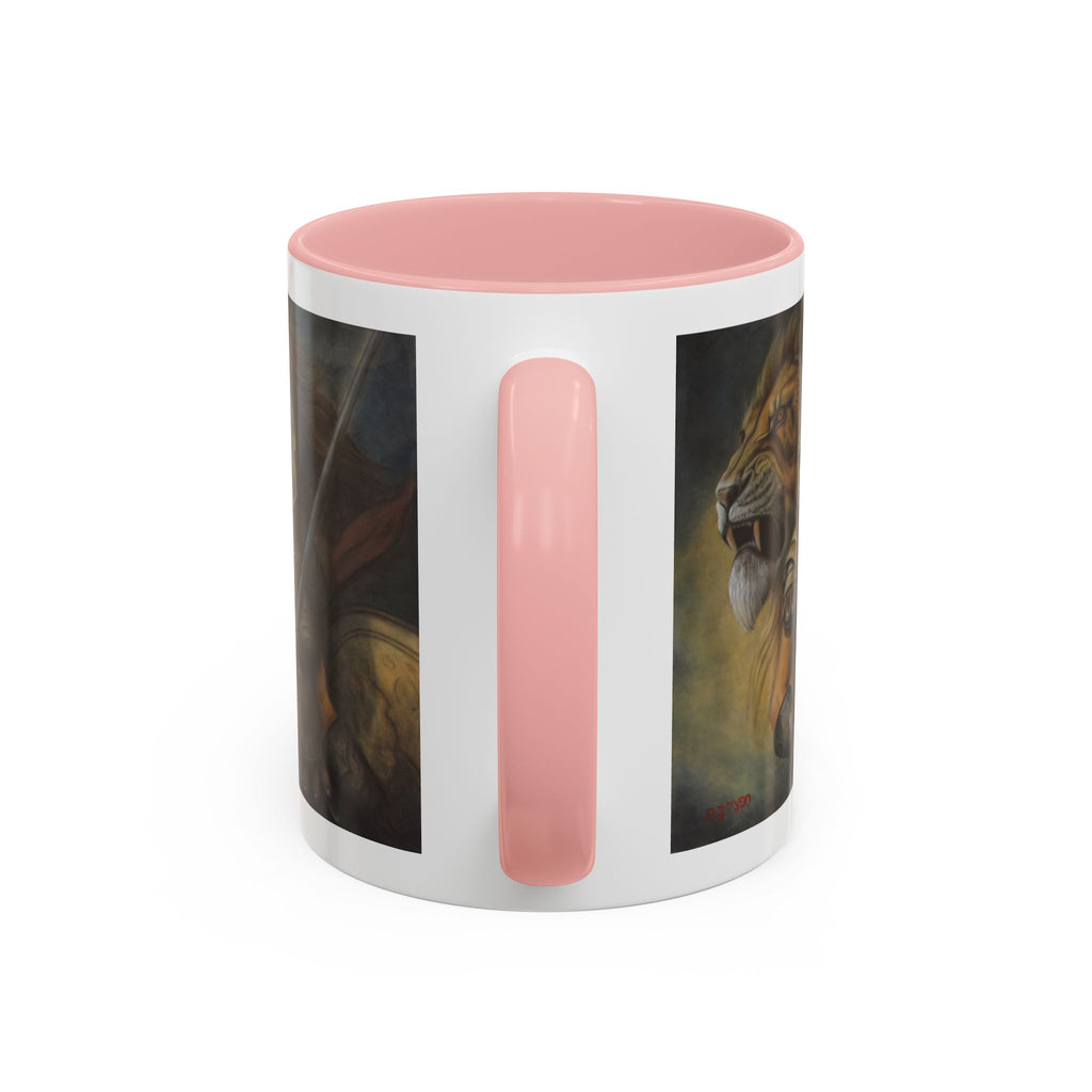 Lion Warrior Accent Coffee Mug — Fantasy Art Ceramic Mug (11/15oz)