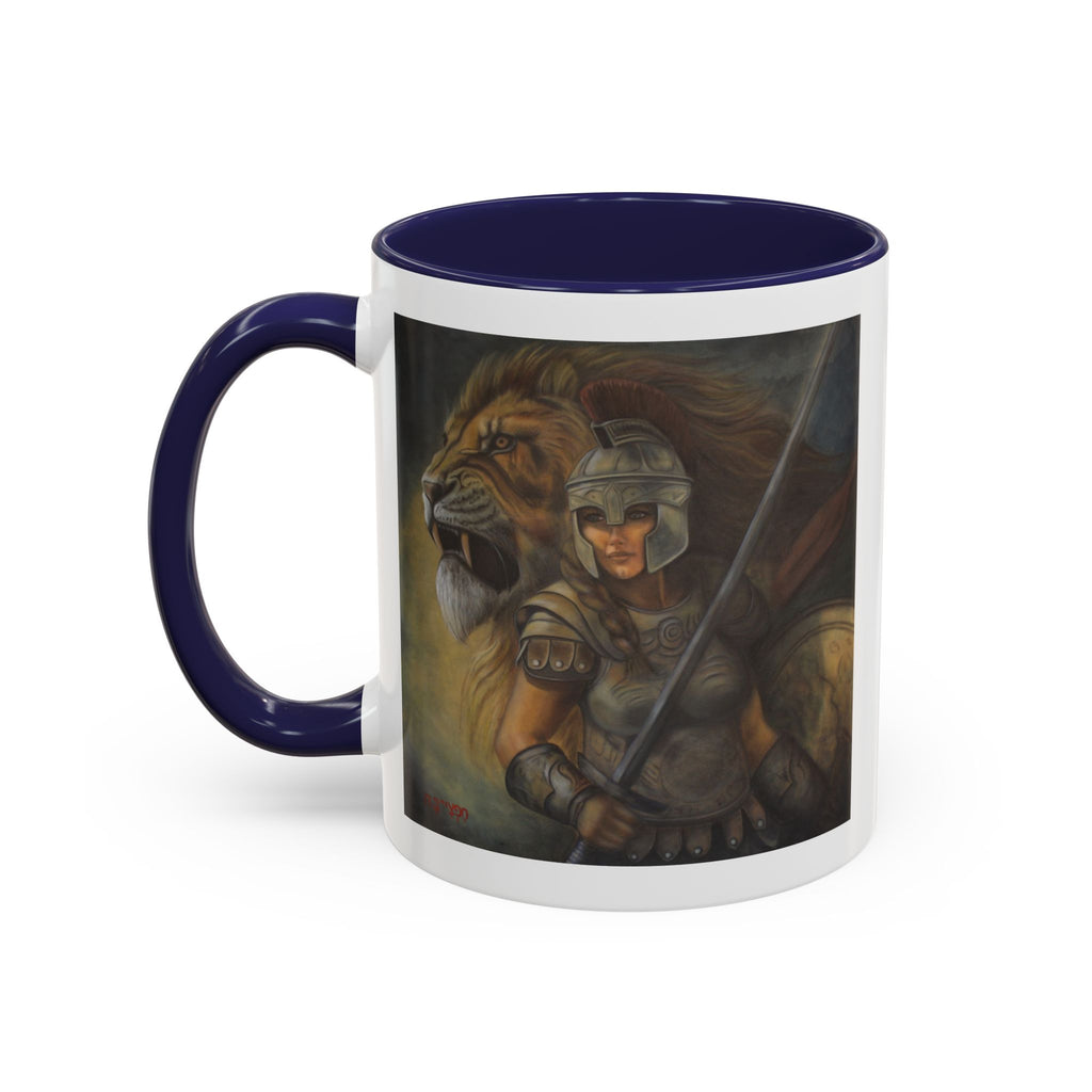Lion Warrior Accent Coffee Mug — Fantasy Art Ceramic Mug (11/15oz)