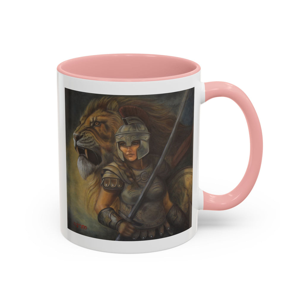Lion Warrior Accent Coffee Mug — Fantasy Art Ceramic Mug (11/15oz)