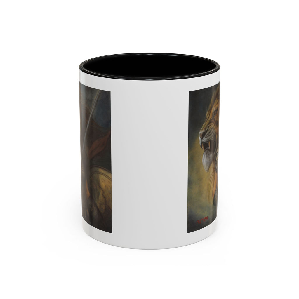 Lion Warrior Accent Coffee Mug — Fantasy Art Ceramic Mug (11/15oz)