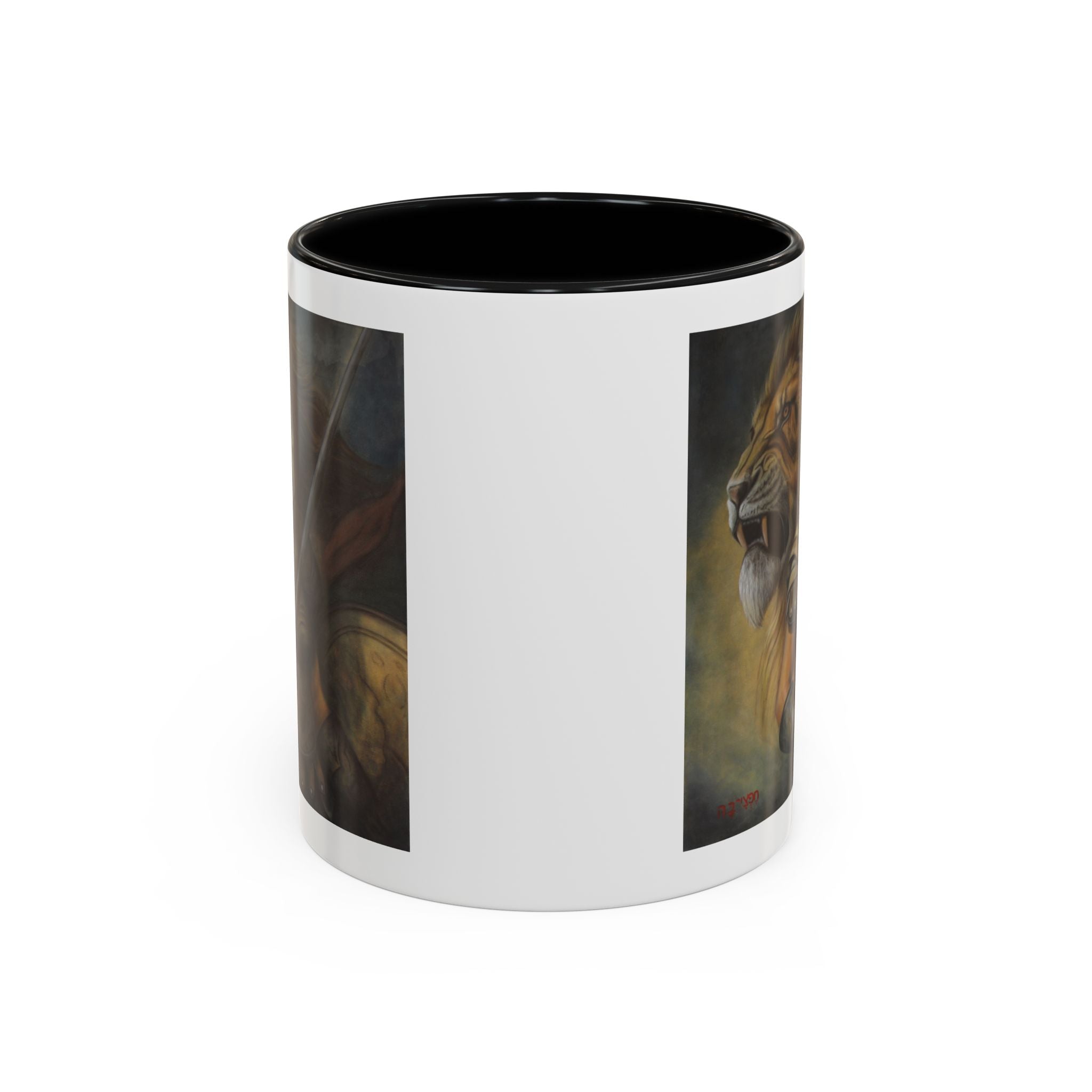 Lion Warrior Accent Coffee Mug — Fantasy Art Ceramic Mug (11/15oz)