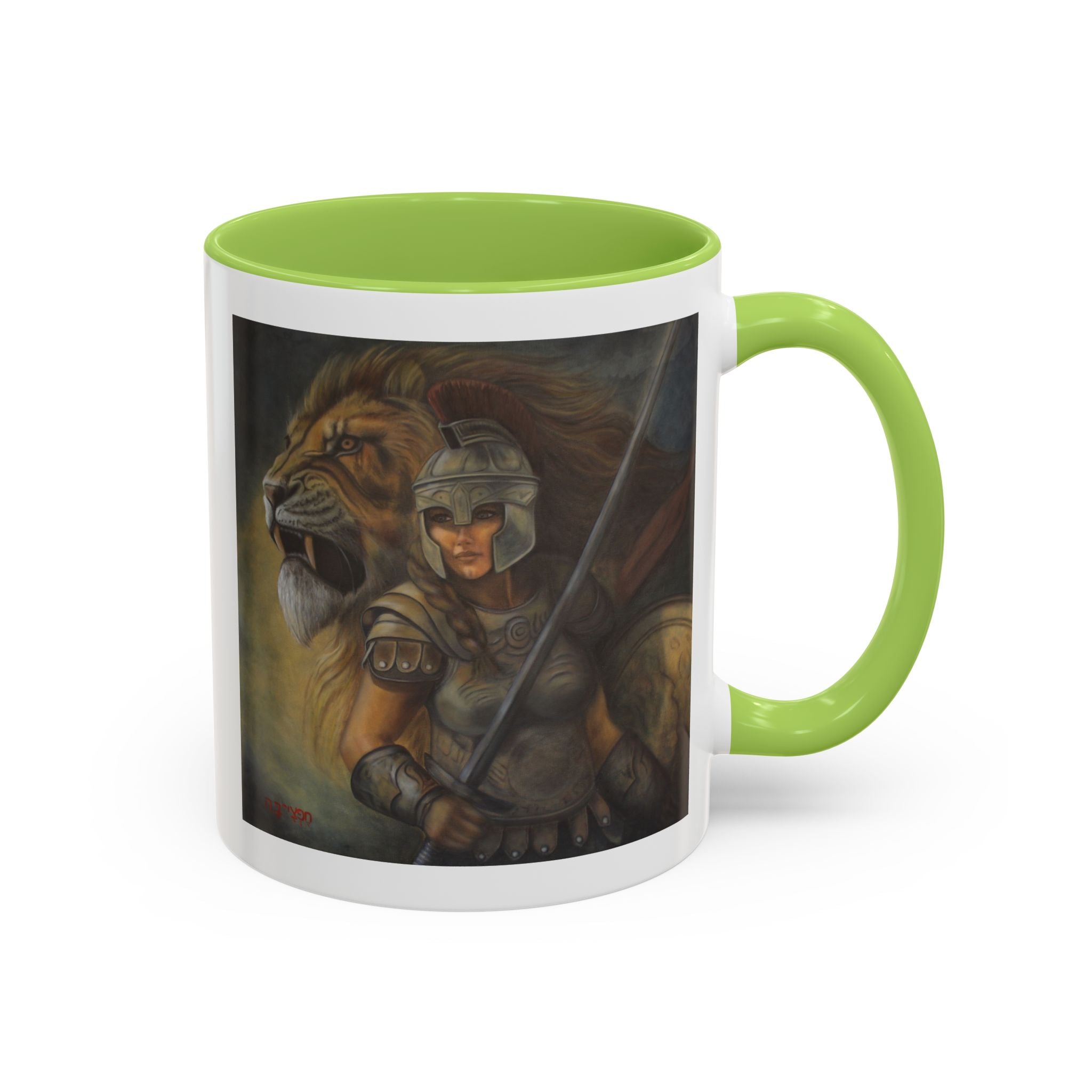 Lion Warrior Accent Coffee Mug — Fantasy Art Ceramic Mug (11/15oz)