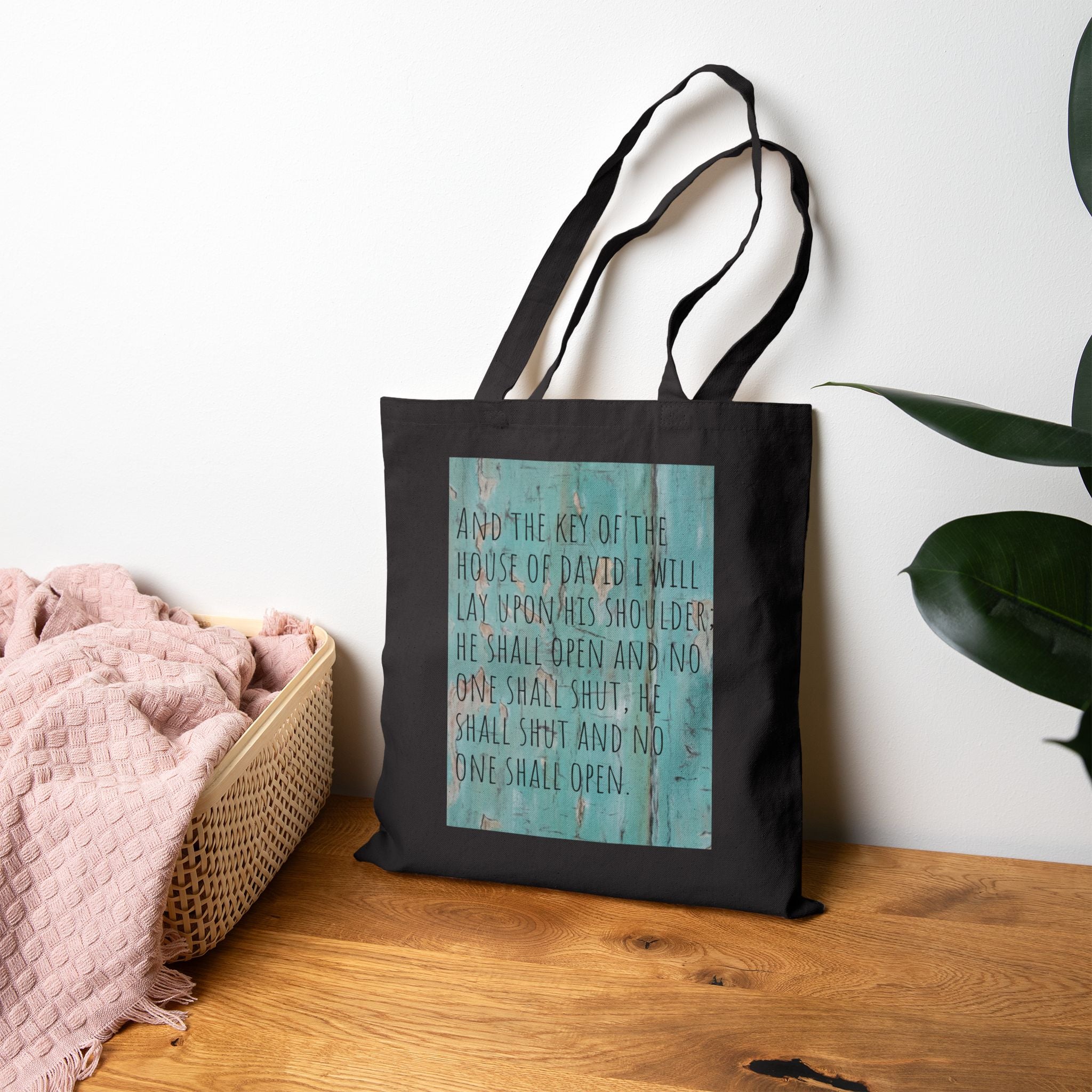 Canvas Tote — Isaiah 22:22 Key of David Inspirational Bible Verse Bag