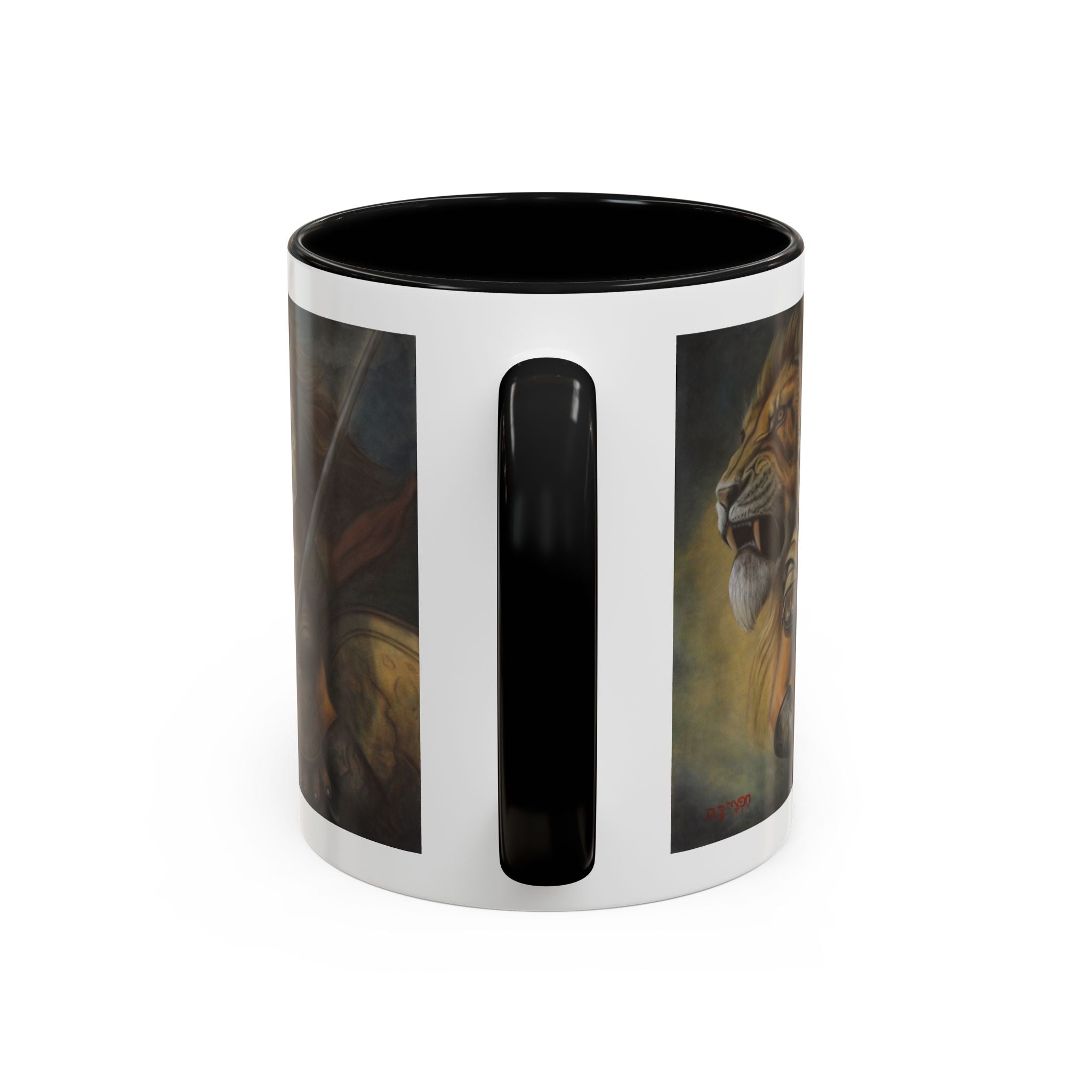 Lion Warrior Accent Coffee Mug — Fantasy Art Ceramic Mug (11/15oz)
