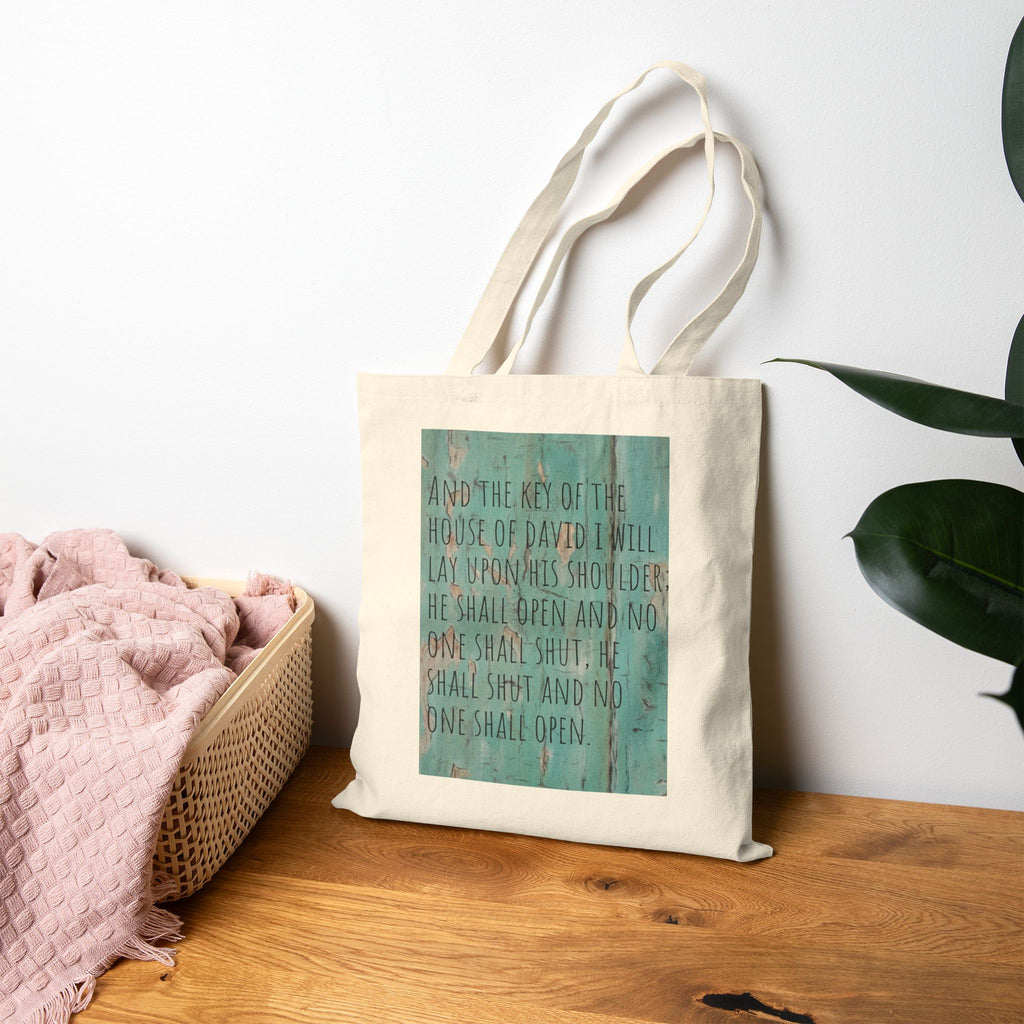 Canvas Tote — Isaiah 22:22 Key of David Inspirational Bible Verse Bag