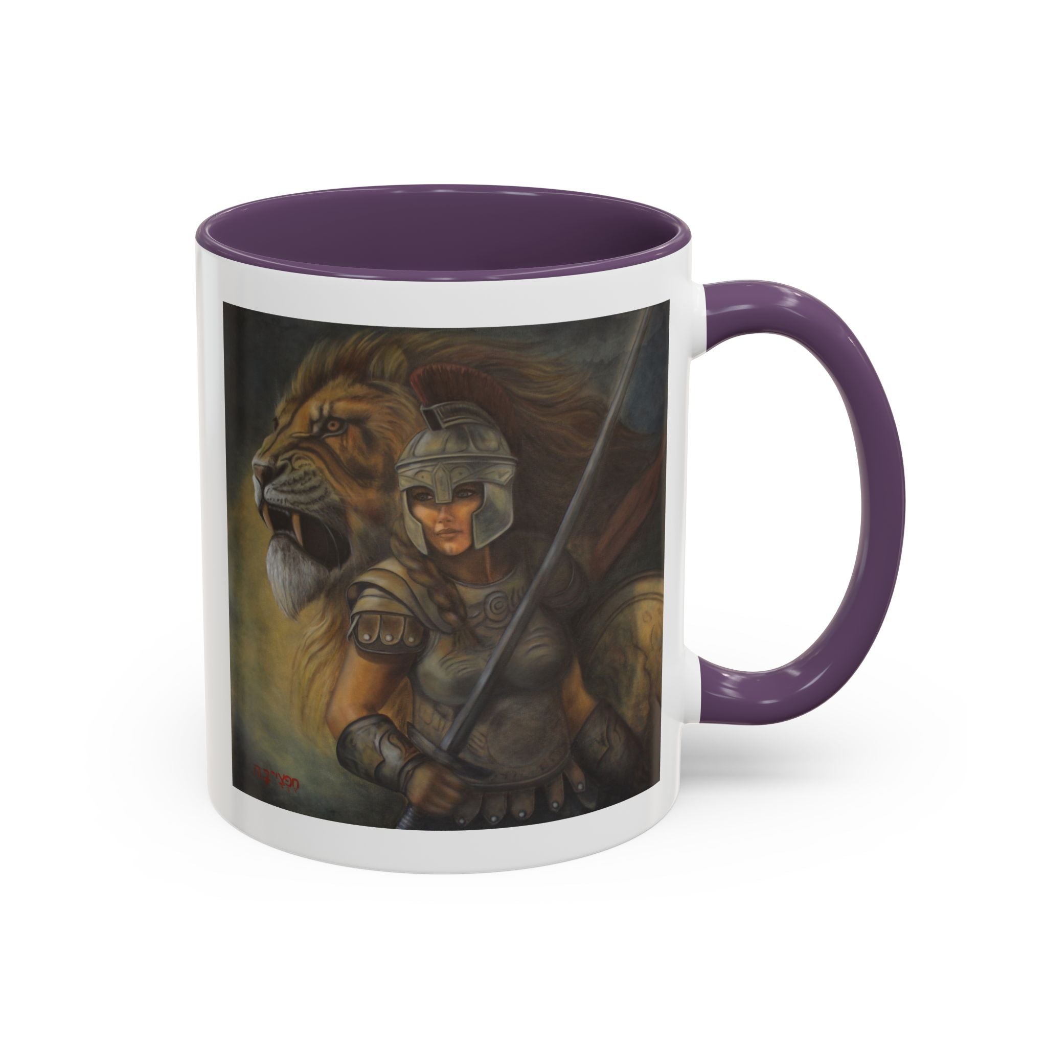 Lion Warrior Accent Coffee Mug — Fantasy Art Ceramic Mug (11/15oz)