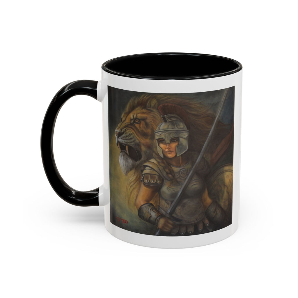 Lion Warrior Accent Coffee Mug — Fantasy Art Ceramic Mug (11/15oz)