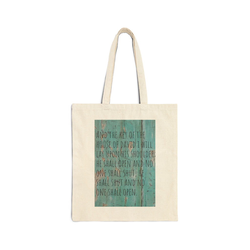 Canvas Tote — Isaiah 22:22 Key of David Inspirational Bible Verse Bag