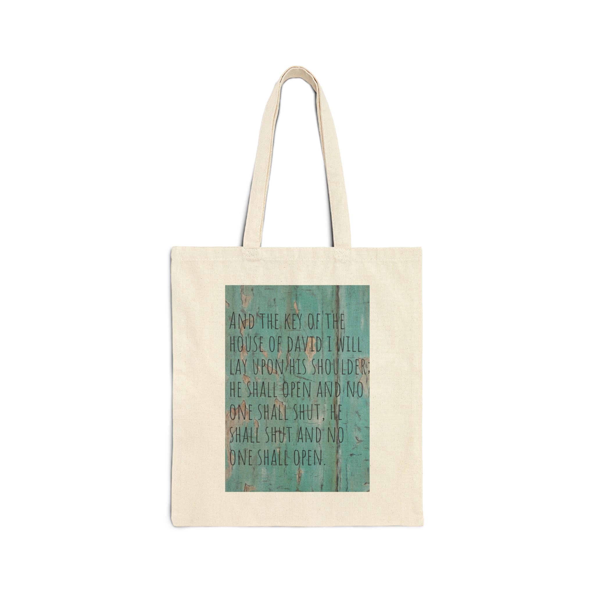Canvas Tote — Isaiah 22:22 Key of David Inspirational Bible Verse Bag