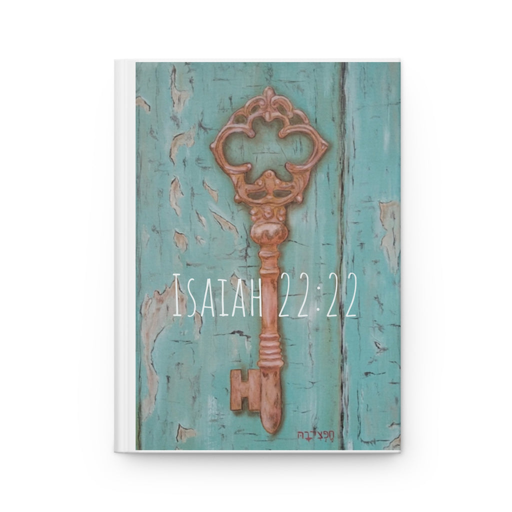 Isaiah 22:22 Key Hardcover Journal — Rustic Turquoise Faith Notebook