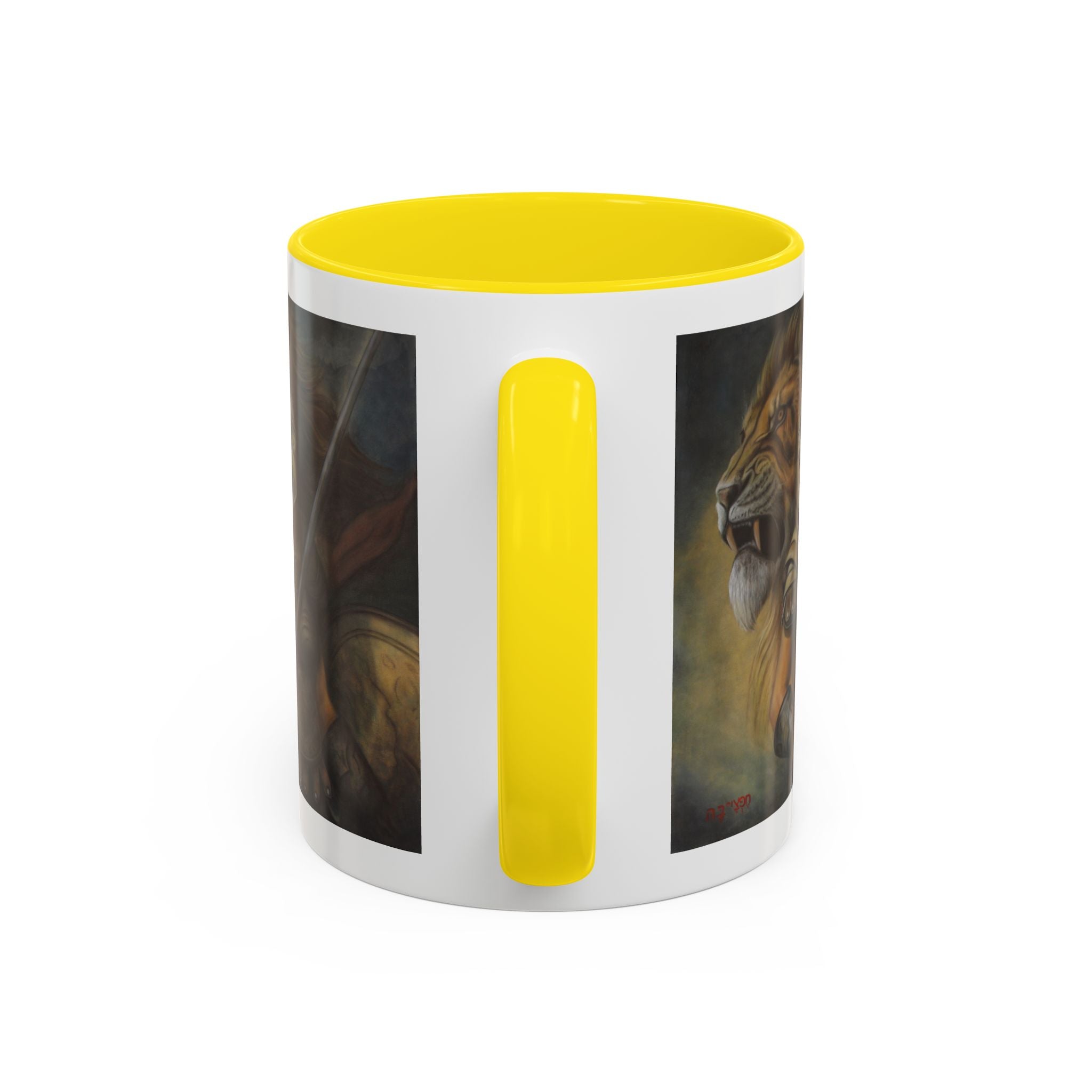 Lion Warrior Accent Coffee Mug — Fantasy Art Ceramic Mug (11/15oz)