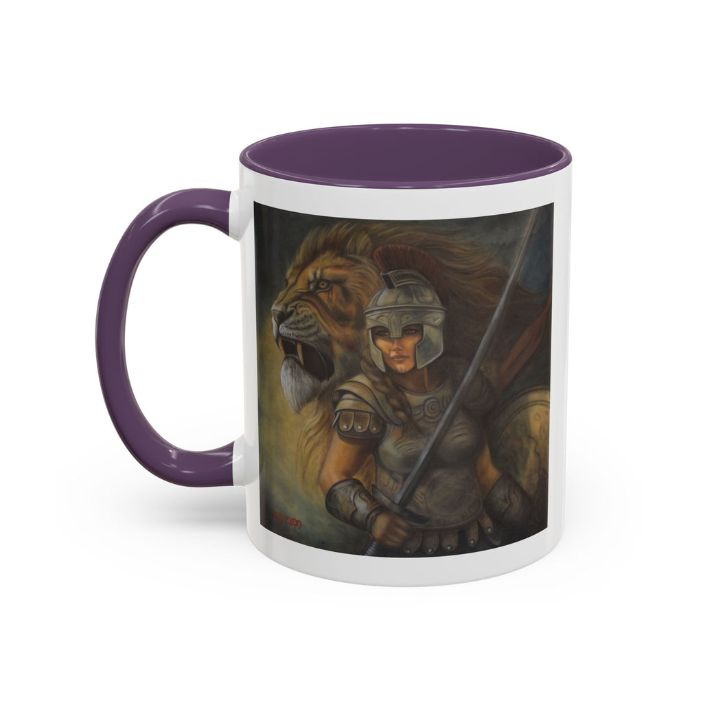 Lion Warrior Accent Coffee Mug — Fantasy Art Ceramic Mug (11/15oz)