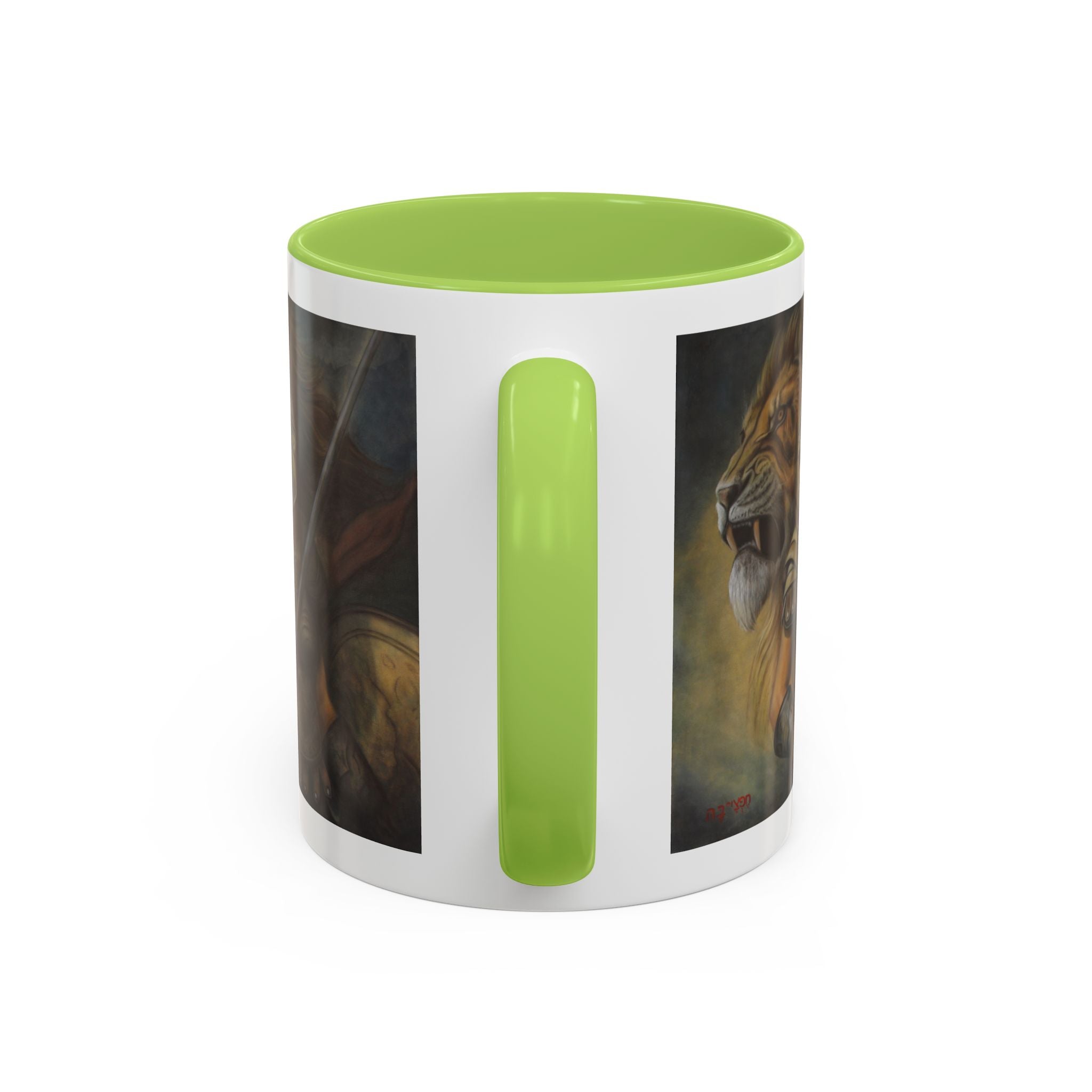 Lion Warrior Accent Coffee Mug — Fantasy Art Ceramic Mug (11/15oz)