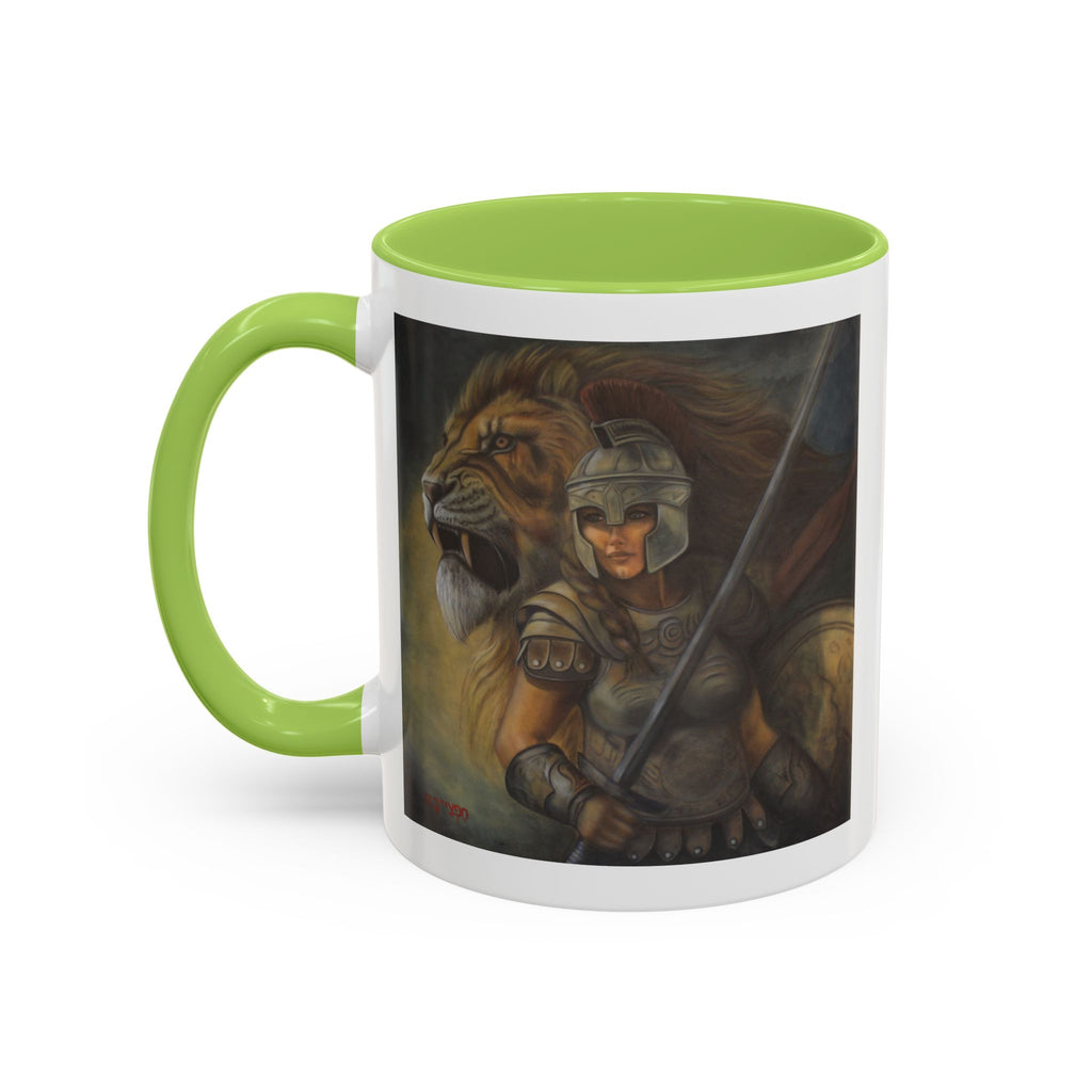 Lion Warrior Accent Coffee Mug — Fantasy Art Ceramic Mug (11/15oz)