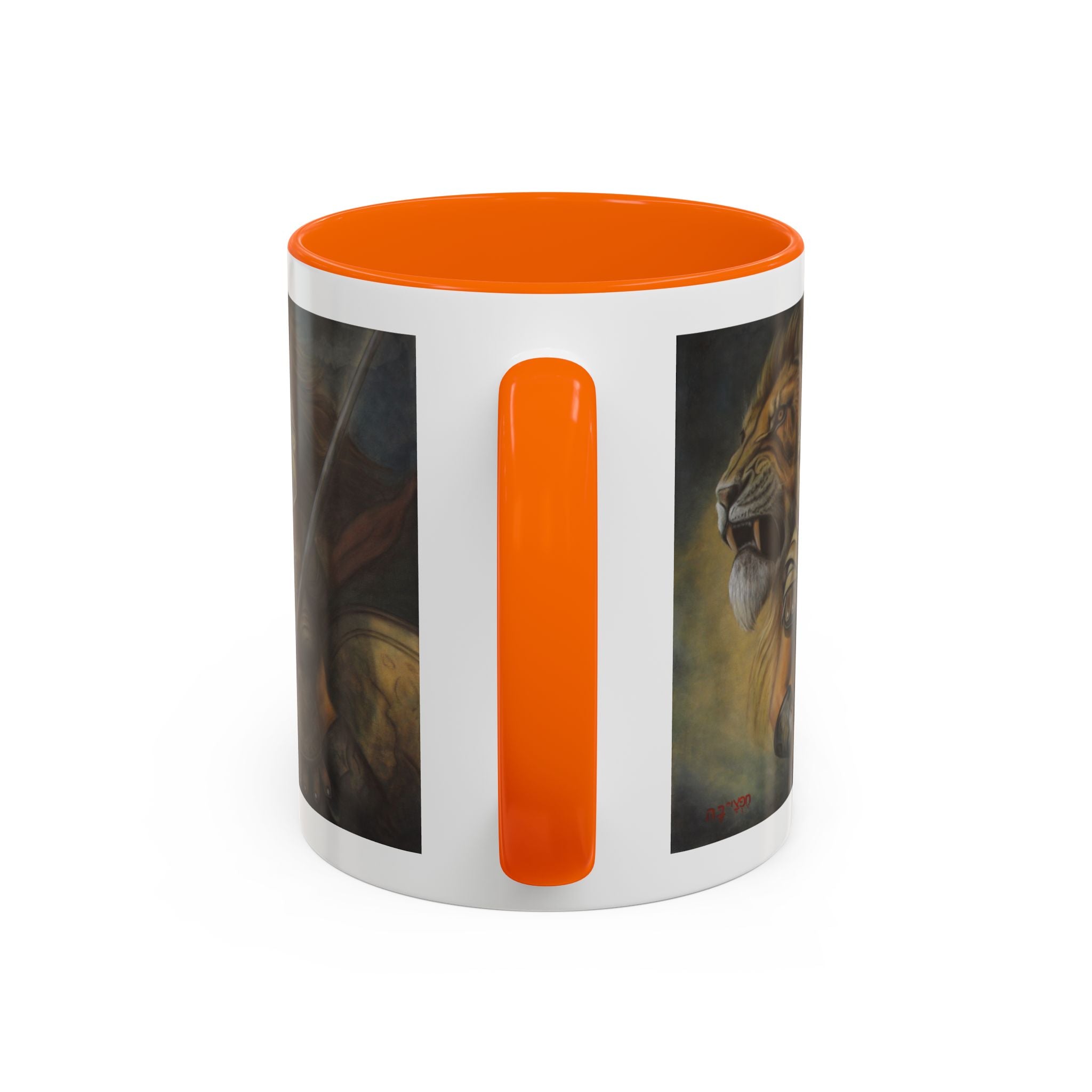 Lion Warrior Accent Coffee Mug — Fantasy Art Ceramic Mug (11/15oz)