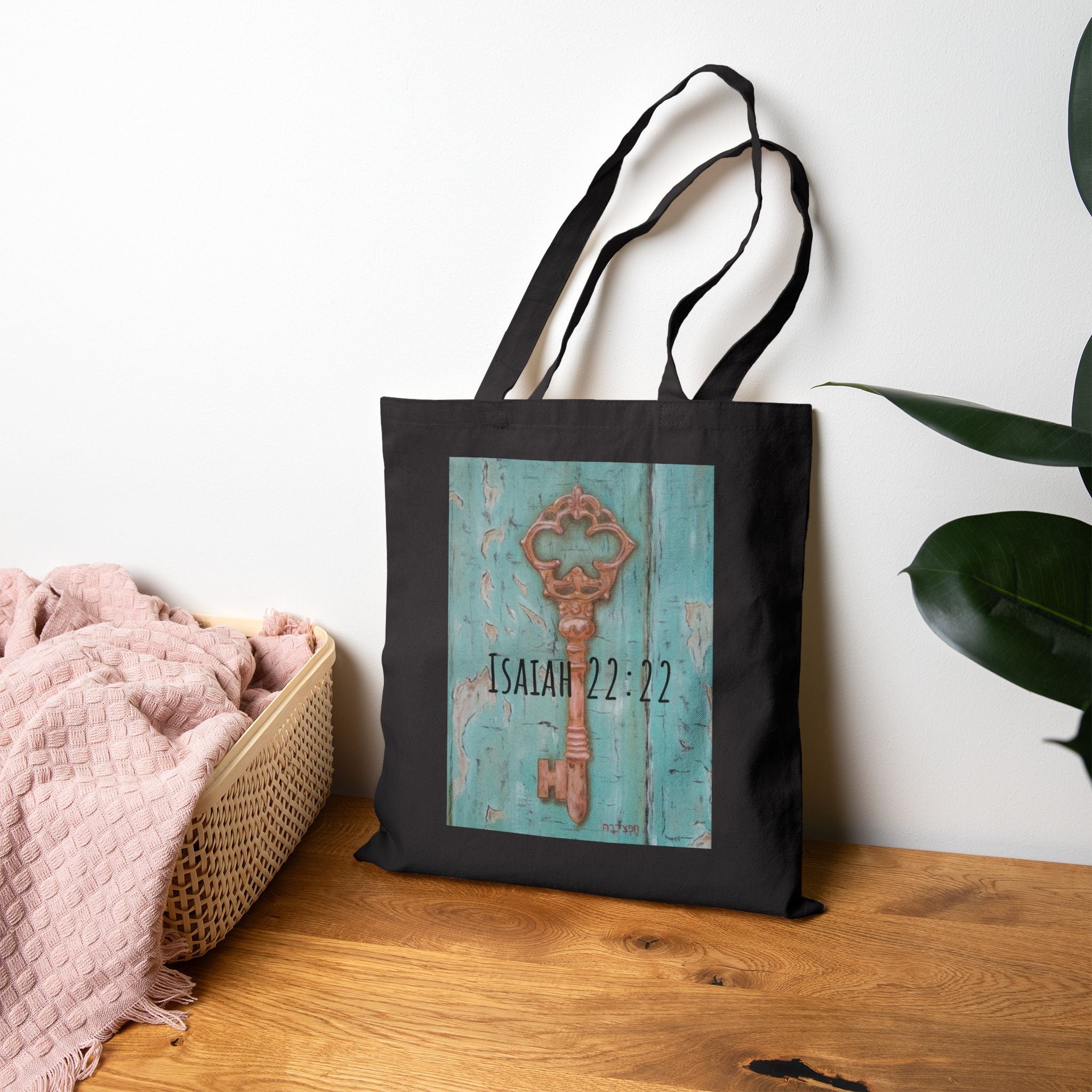 Canvas Tote — Isaiah 22:22 Key of David Inspirational Bible Verse Bag