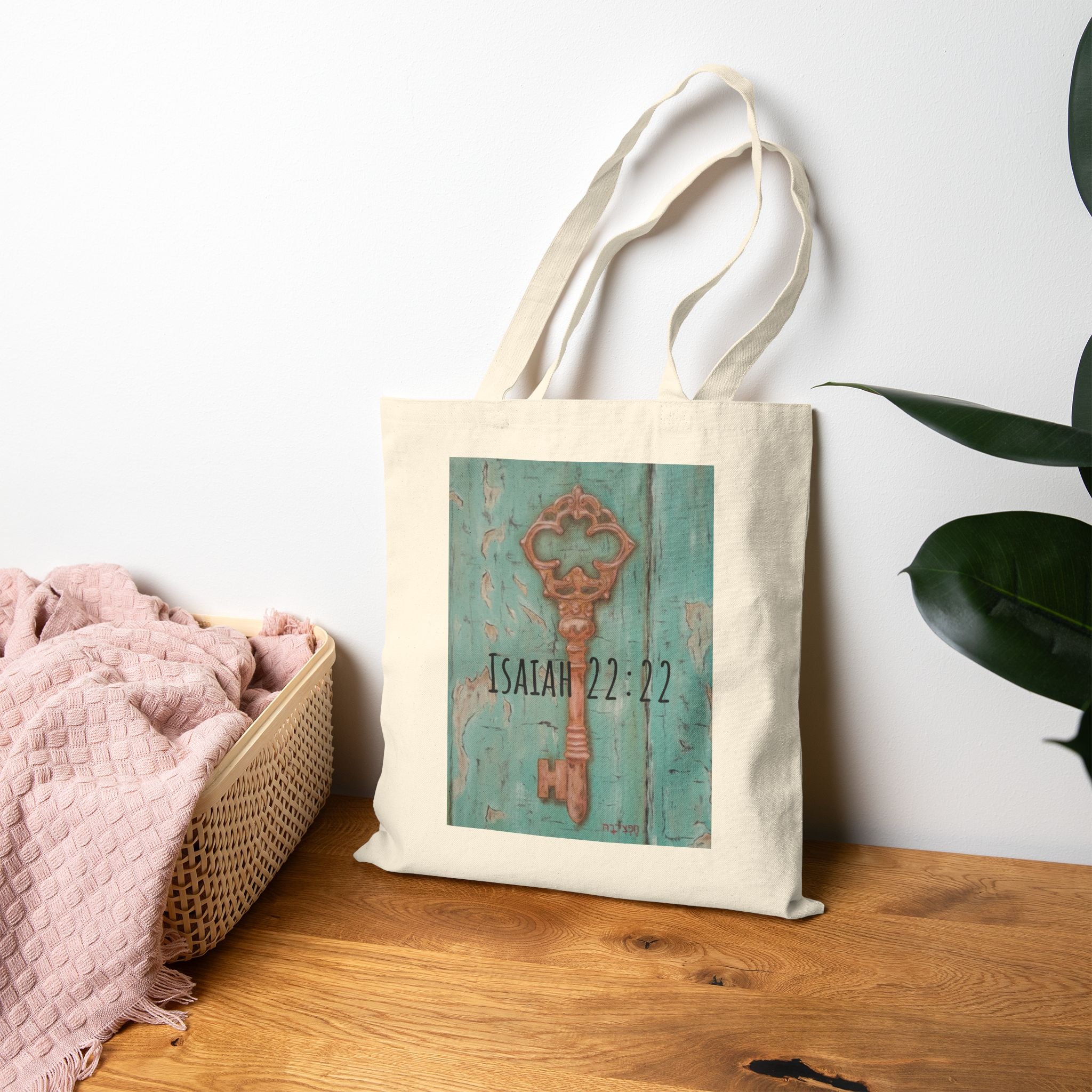Canvas Tote — Isaiah 22:22 Key of David Inspirational Bible Verse Bag